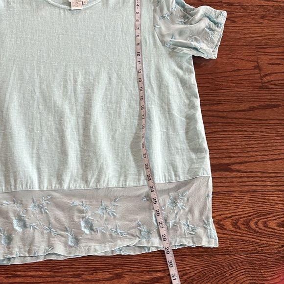 Country Wear casual VINTAGE 2 piece skirt set linen silk aqua blue Large - Picture 12 of 15